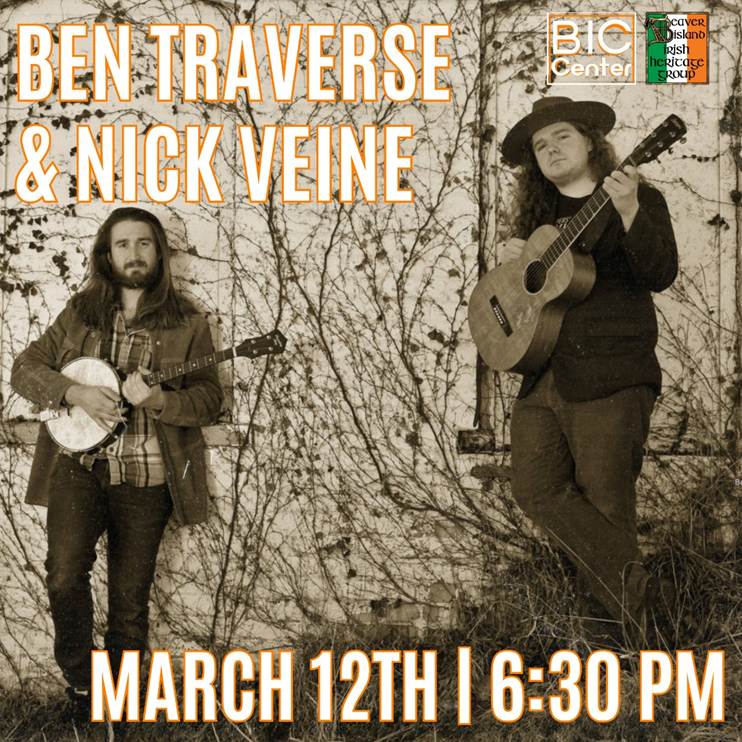 May be an image of guitar and text that says '1 enter entel kish jcU KKι BEN TRAVERSE & NICK VEINE MARCH 12TH I MARCH12TH|6:30PM 6: 6:30'
